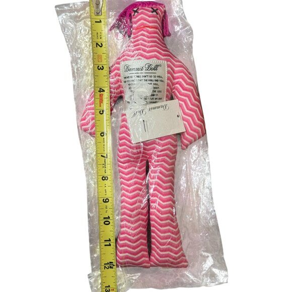 Dammit Doll Stress Relief Plush Pink Striped Pink Hair 12 inch NEW IN PACKAGE! - Picture 6 of 6
